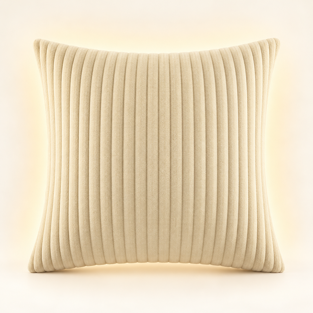 Coussin chauffant USB Tedora beige en velours côtelé — visuel de présentation