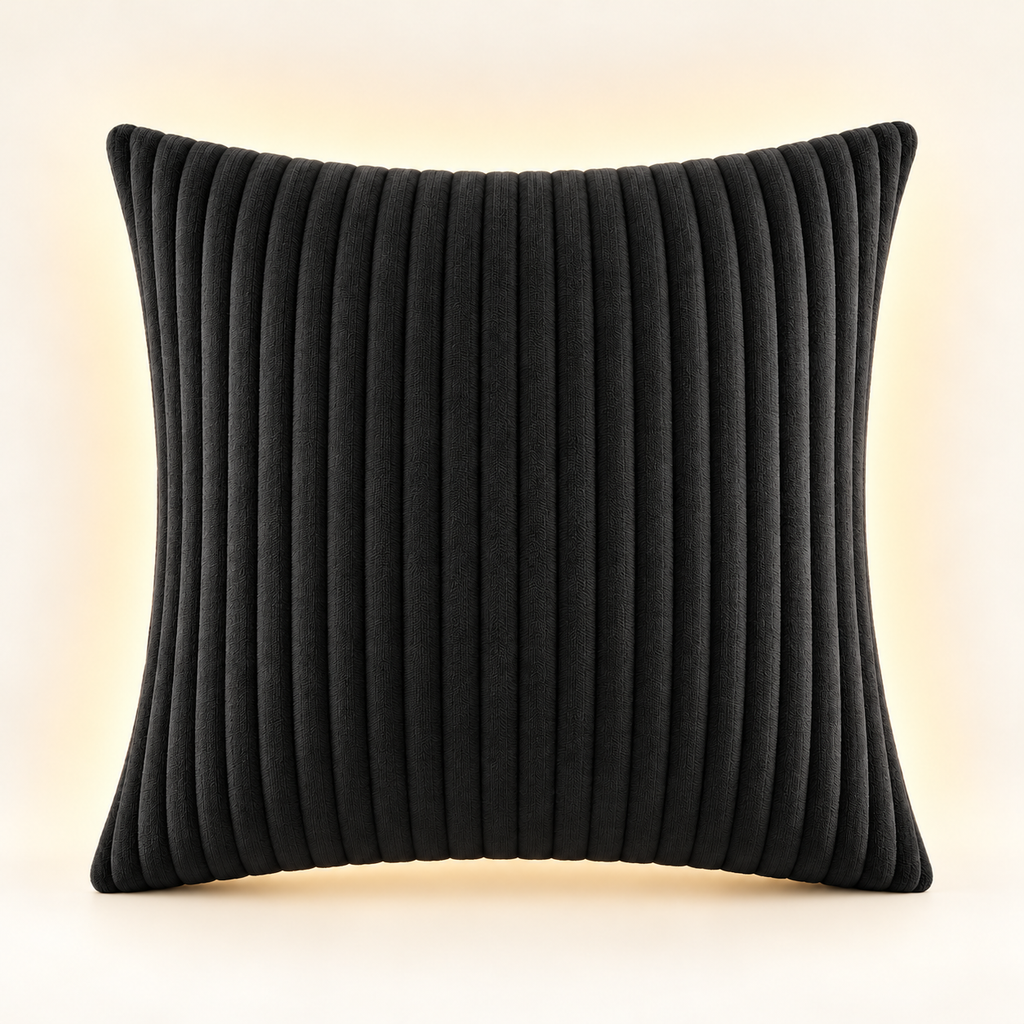 Coussin chauffant USB Tedora noir en velours côtelé