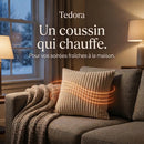 Coussin chauffant beige Tedora dans le salon